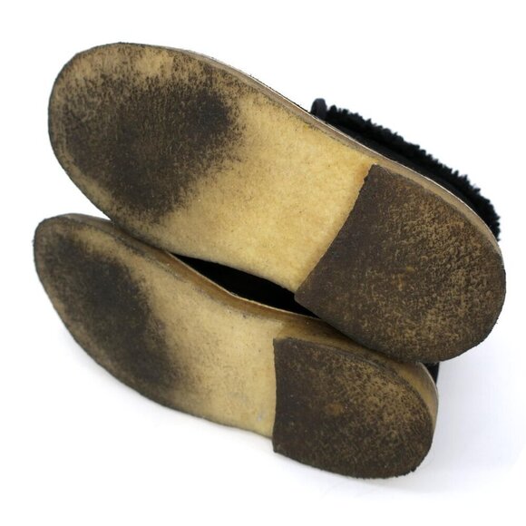 Clarks Desert Boots Wool Lined Fuzzy Black Suede Ankle Chukka Lace-up Womens 8.5 - Picture 3 of 5